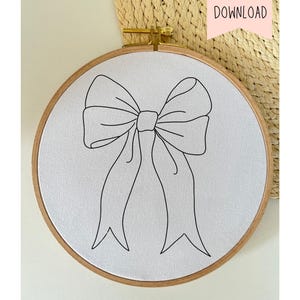 Bow Embroidery Pattern PDF | Cute Minimalist Stitch Design | Easy Hand Embroidery for Beginners