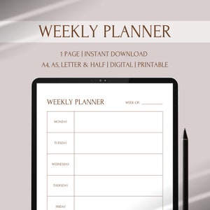 Weekly Planner Printable Landscape Weekly Schedule Digital - Etsy
