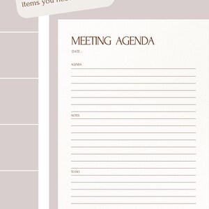 Digital Meeting Agenda Printable Meeting Agenda Business / - Etsy