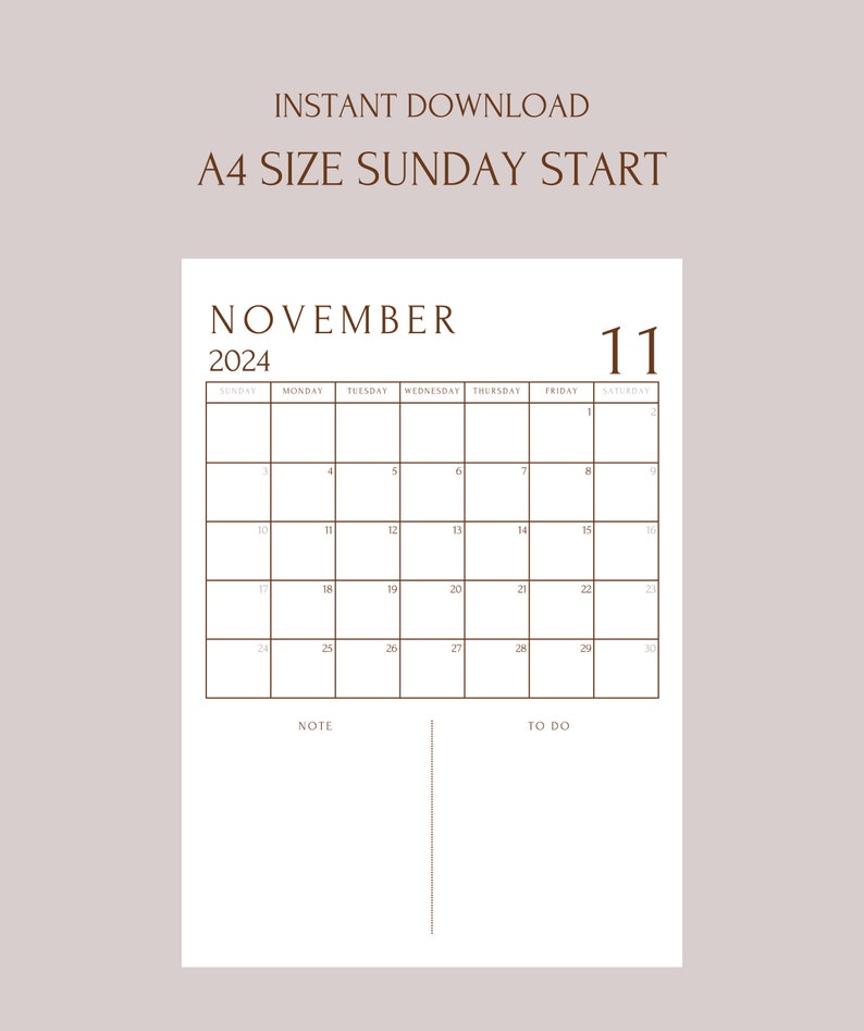 Digital November Calendar 2024, Printable Nov Planner, Nov Schedule Agenda, Academic Planner ...
