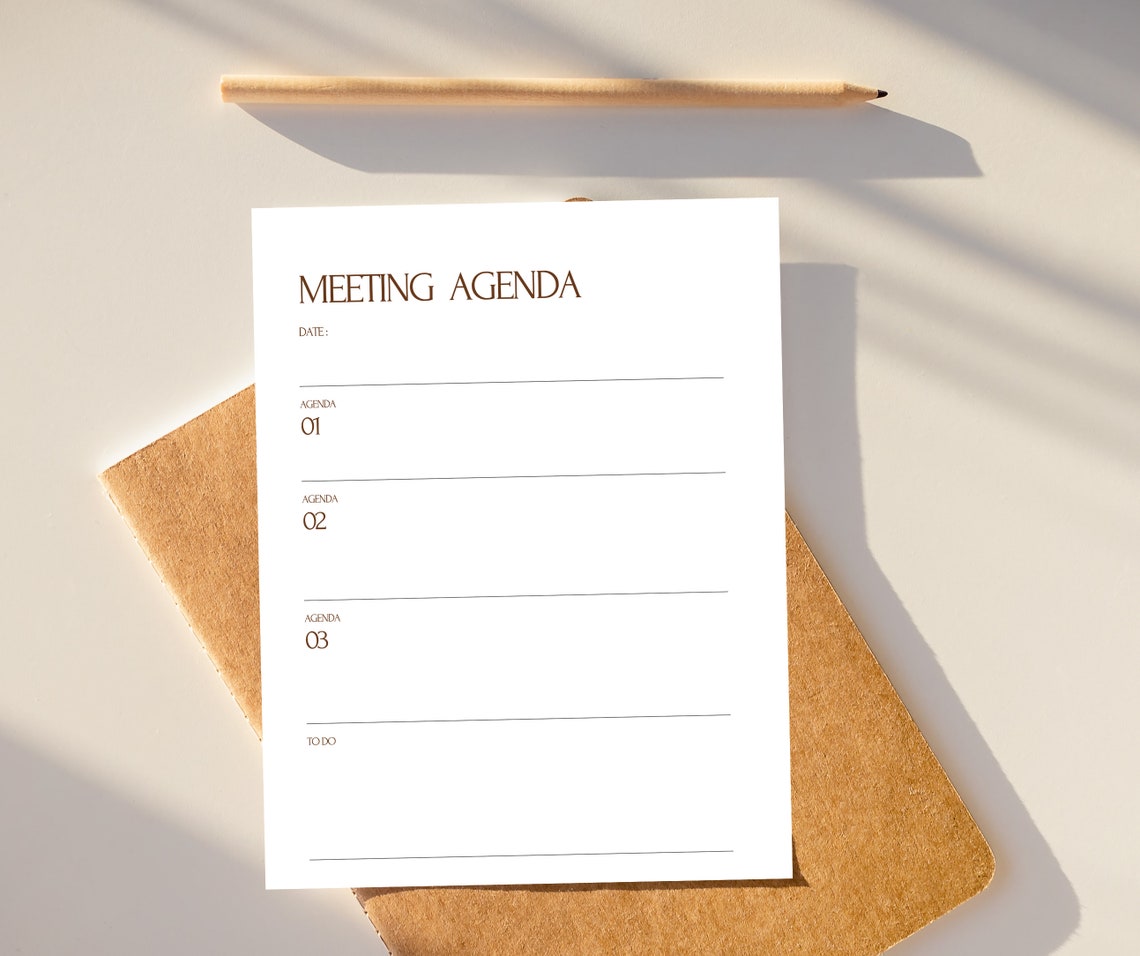 Minimal Meeting Agenda Business / Individual Note Taking Digital ...