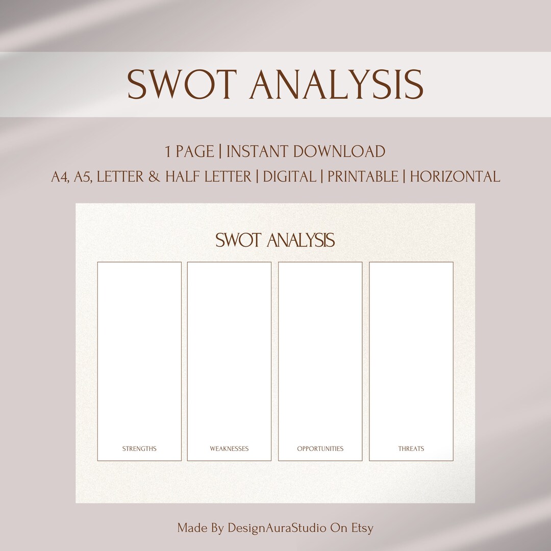 Swot Horizontal Line SWOT Analysis Digital Horizontal SWOT Template Small Business Business ...