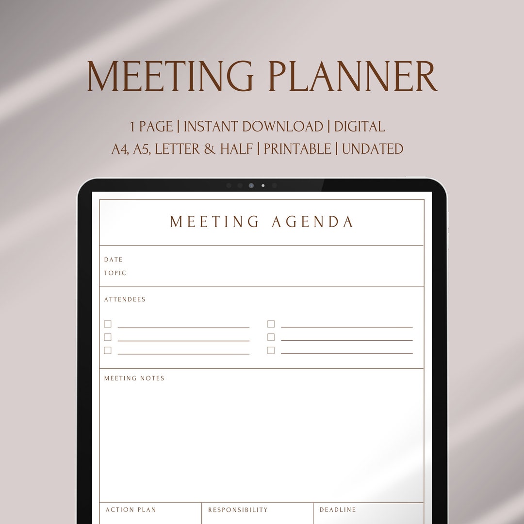 Meeting Agenda Printable Template Digital Meeting Agenda PDF - Etsy
