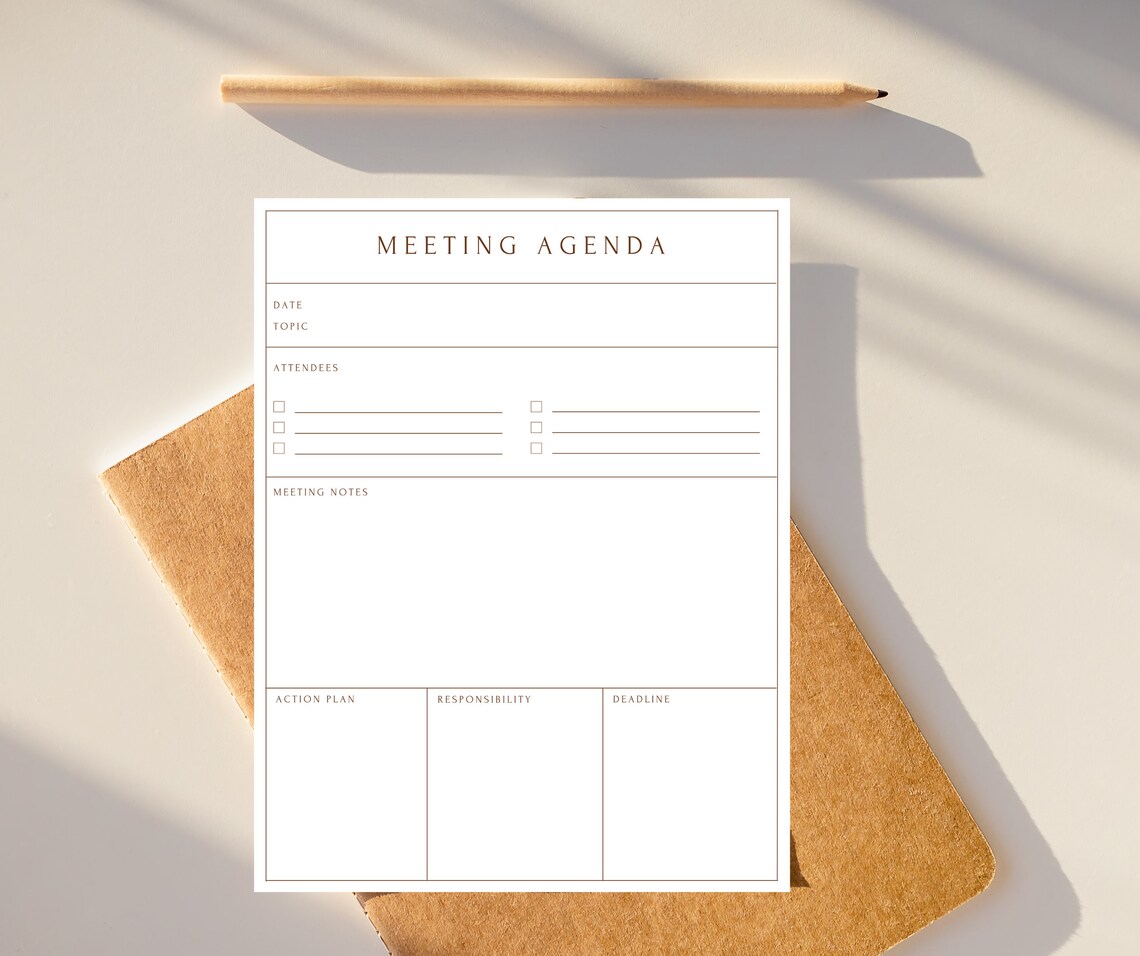 Meeting Agenda Printable Template Digital Meeting Agenda PDF - Etsy