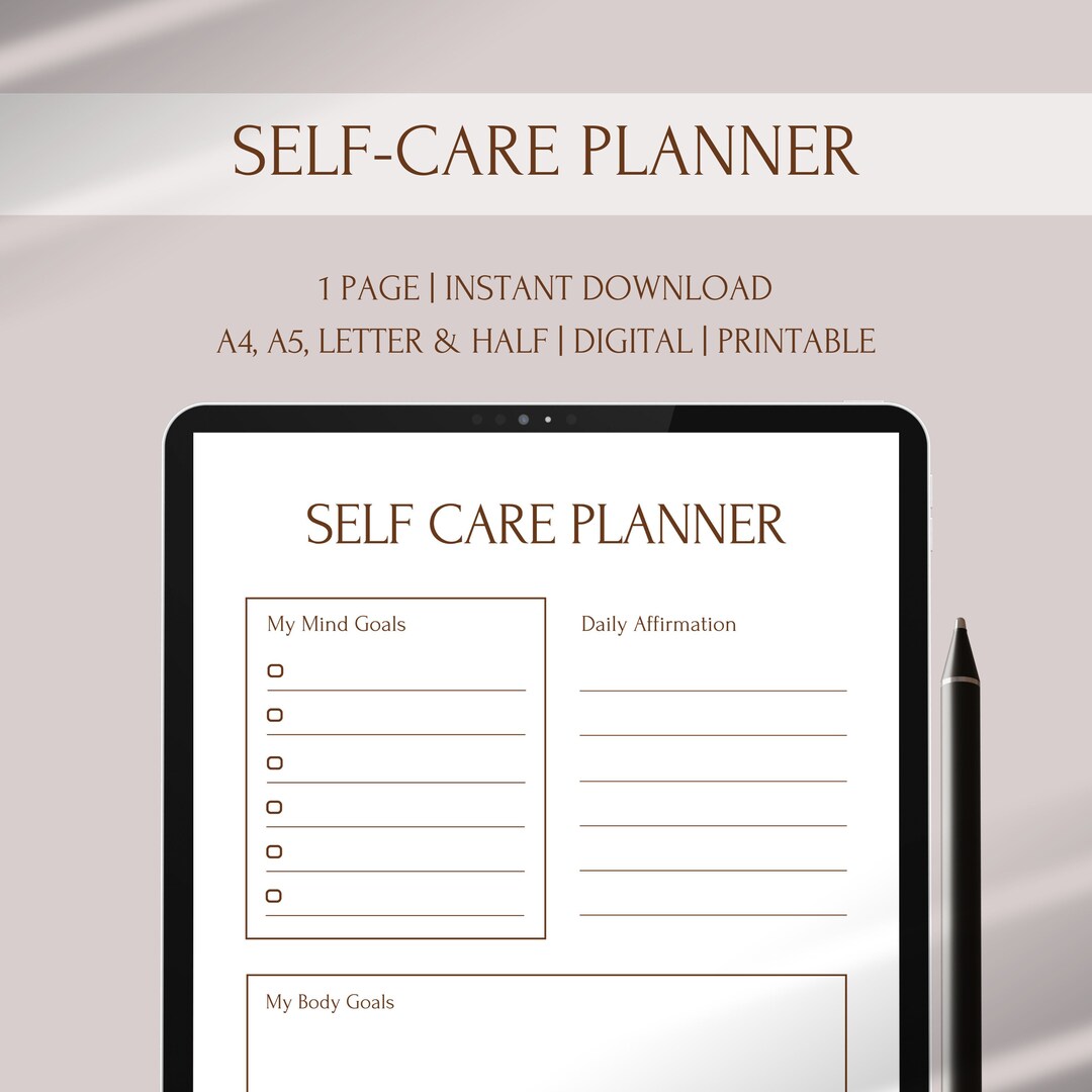 Printable Self Care Planner ADHD, Digital Self Care Routine Tracker ...
