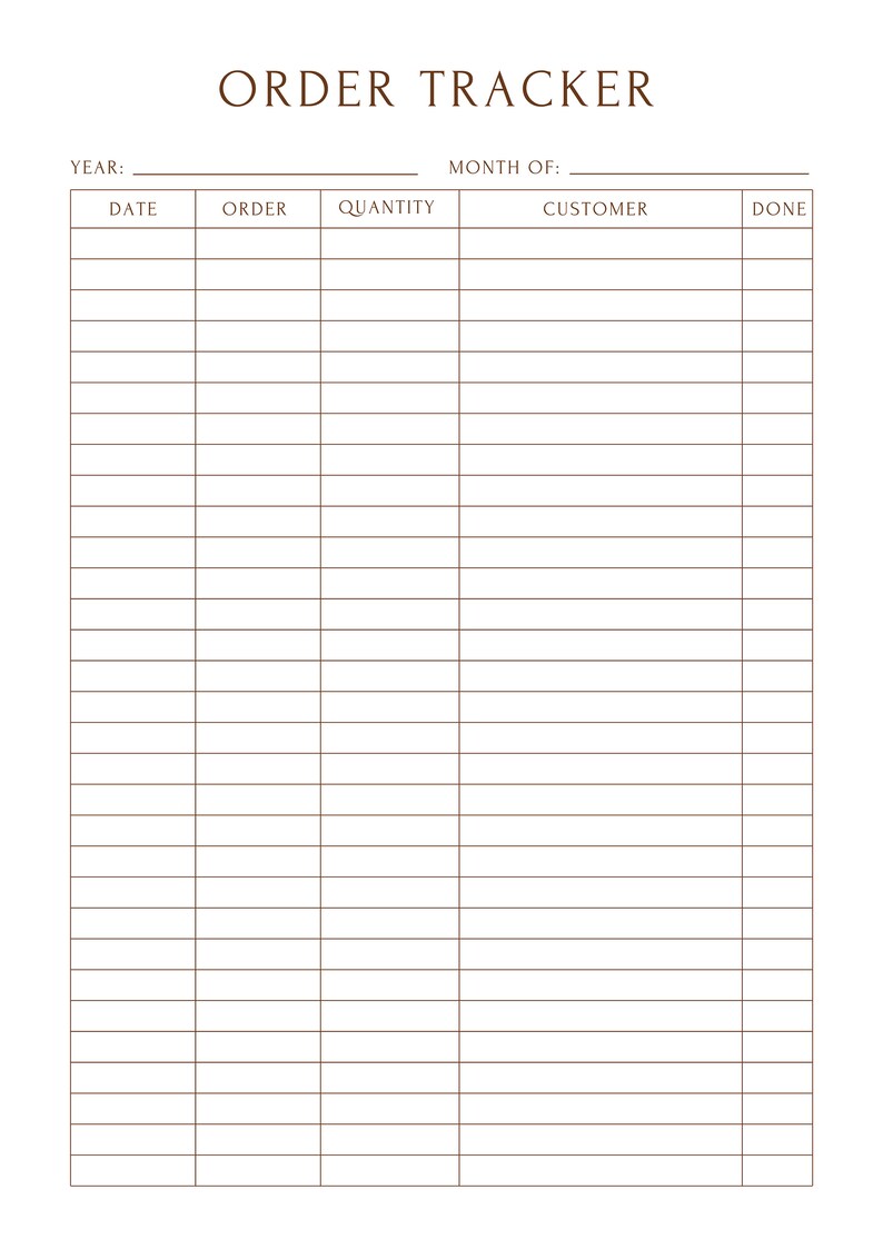Order Tracker Printable Template Order Log Digital Planner Shopping ...