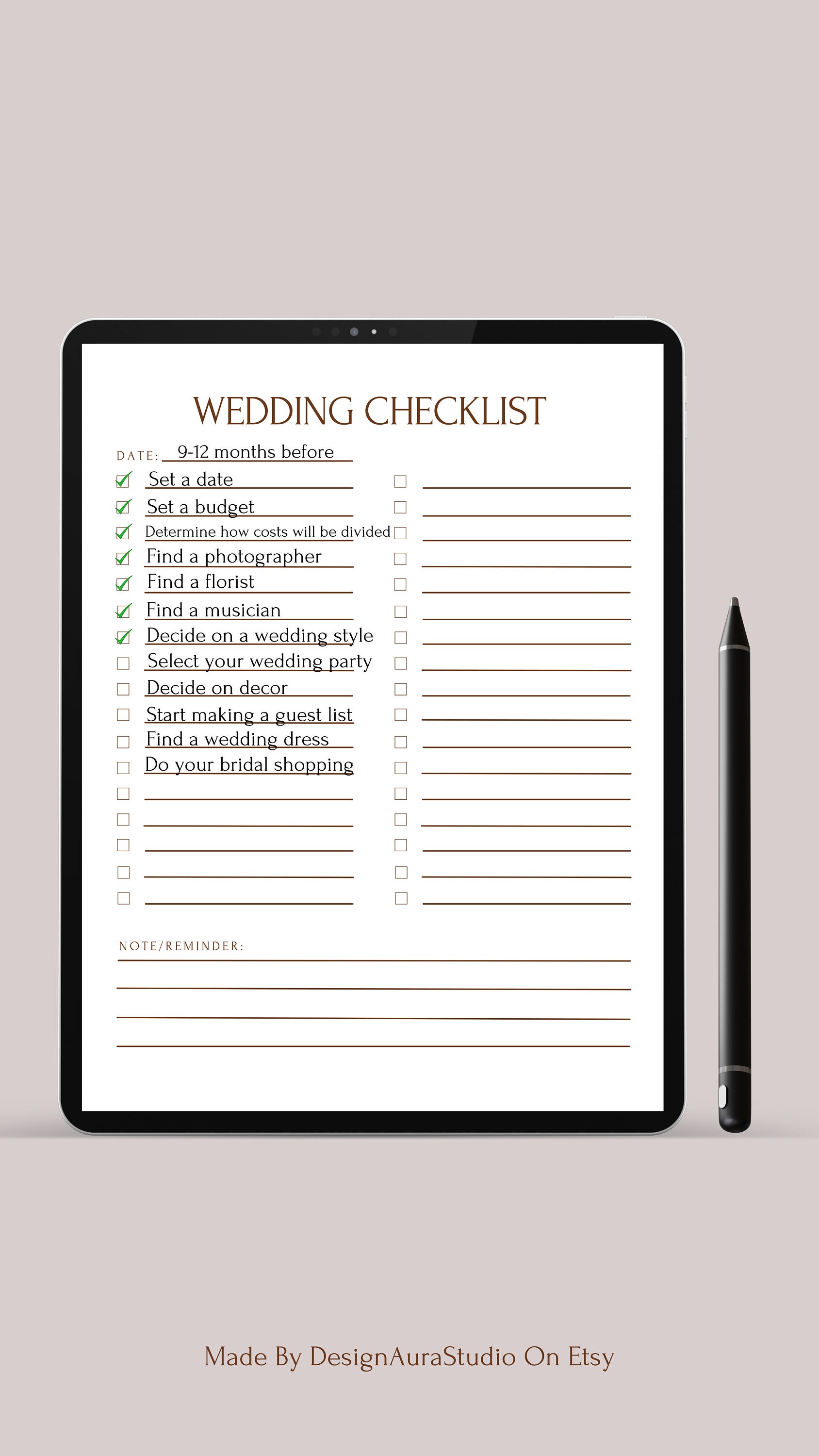 Wedding Checklist Printable Template, Digital Wedding Prep List ...