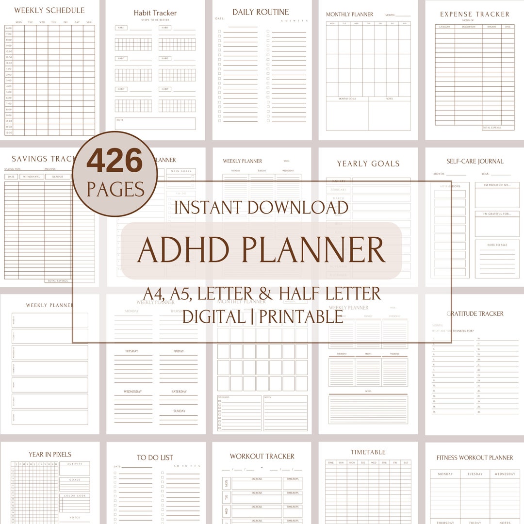 ADHD Digital Planner, Undated ADHD Planner Set, iPad & Android Digital ...