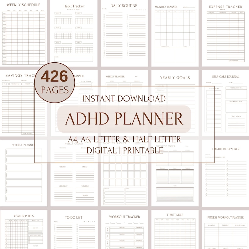 ADHD Digital Planner, Undated ADHD Planner Set, iPad & Android Digital ...