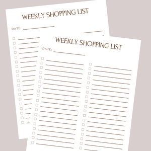 Weekly Grocery List Printable Weekly Shopping List Template - Etsy