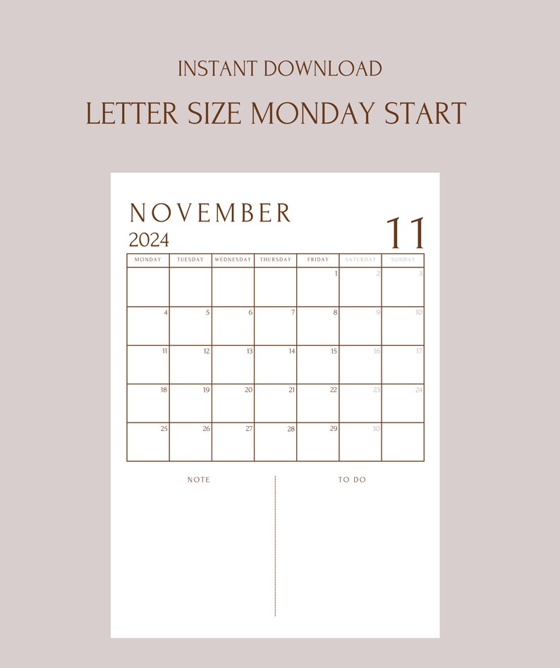 Digital November Calendar 2024, Printable Nov Planner, Nov Schedule Agenda, Academic Planner ...