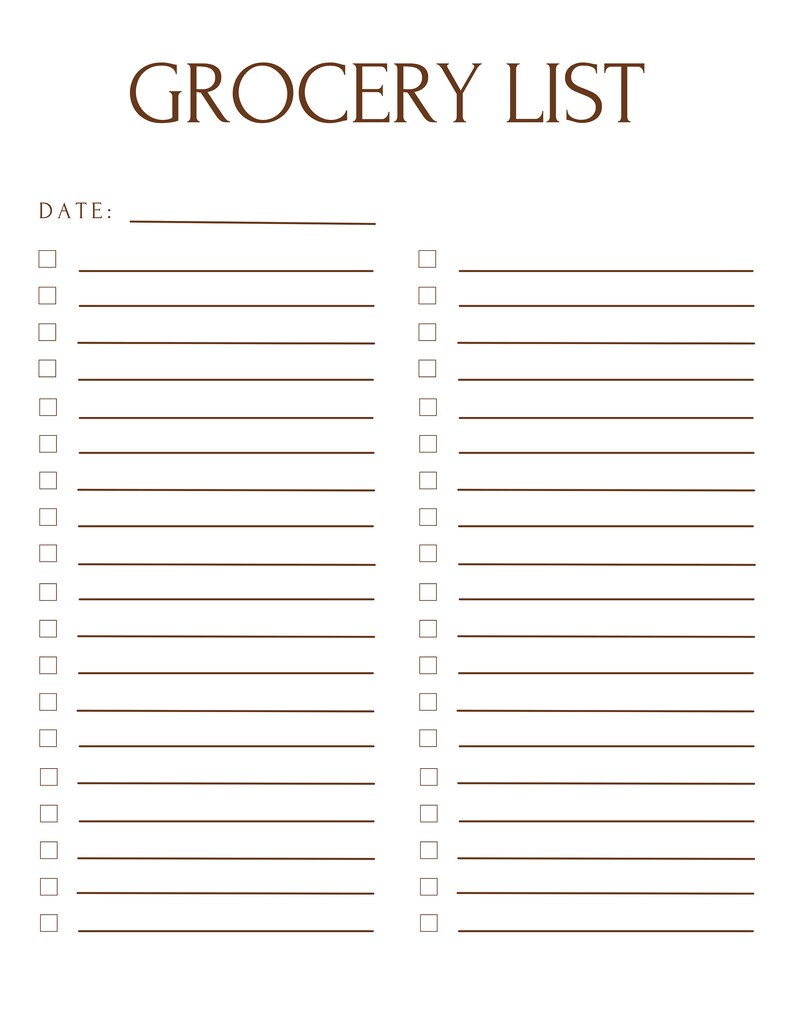 Grocery List Printable Grocery List Digital Template Grocery Planner Grocery List Printable Grocery List Digital Template Grocery Planner