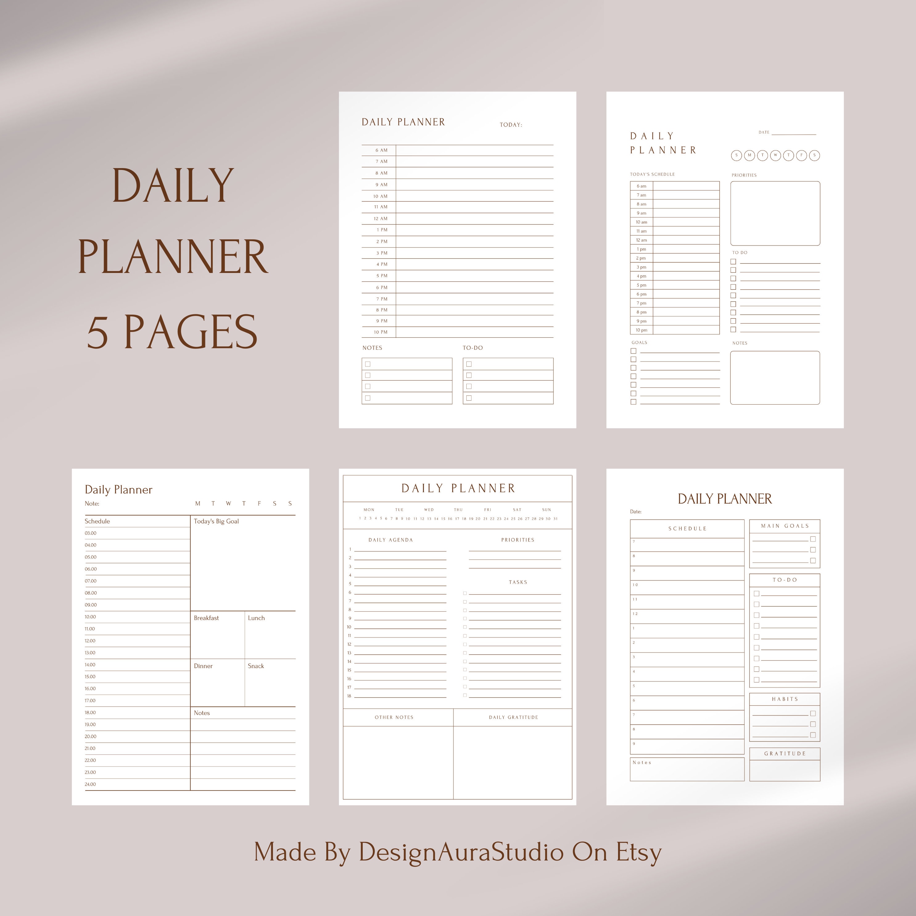 Daily, Weekly, Monthly & Yearly Planner Digital | Planner Set Printable ...