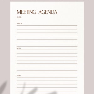 Digital Meeting Agenda Printable Meeting Agenda Business / - Etsy