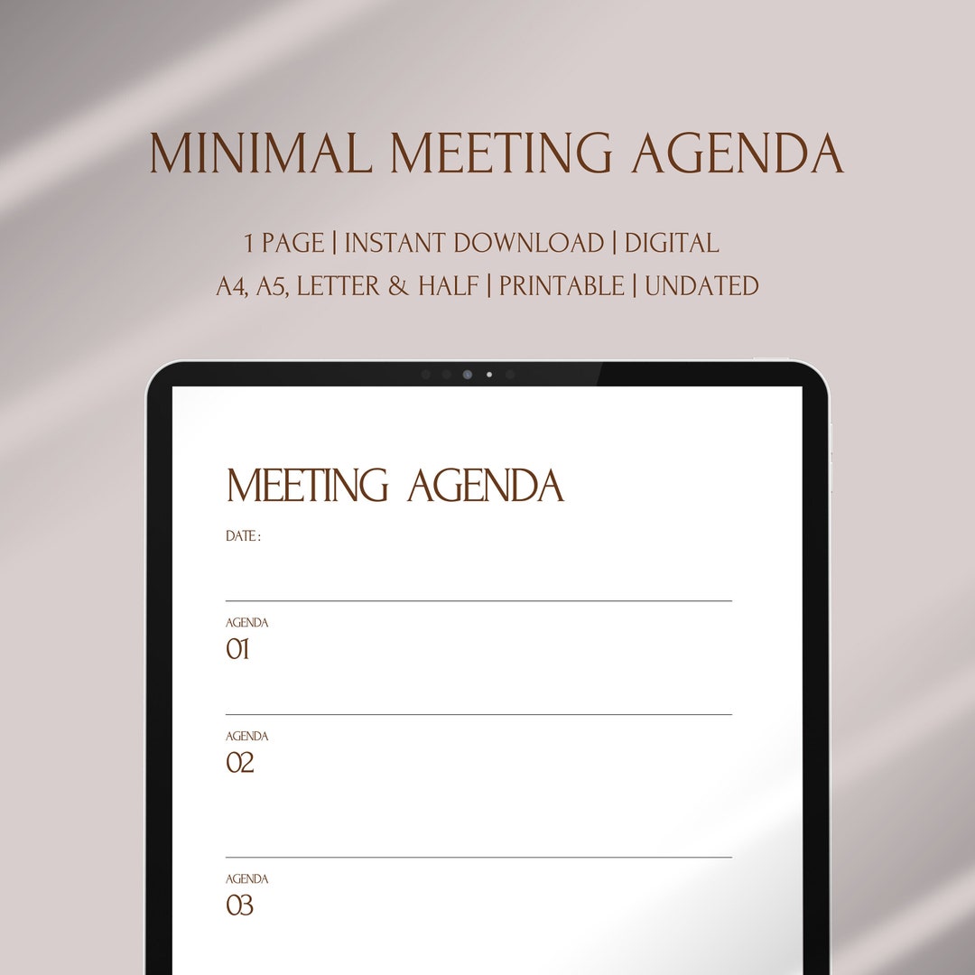 Minimal Meeting Agenda Business / Individual Note Taking Digital ...