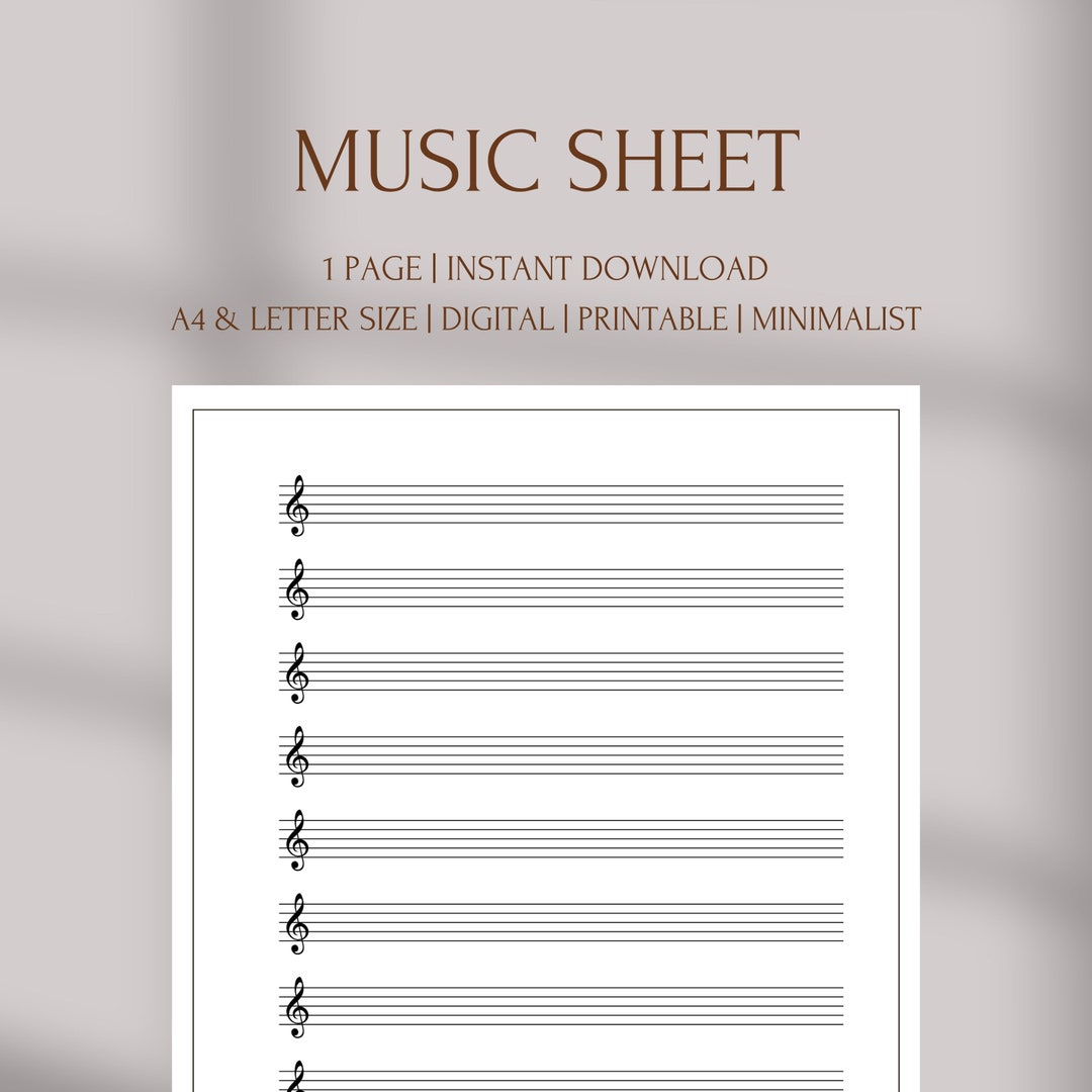 Blank Sheet Music Printable Music Paper Digital Instant - Etsy