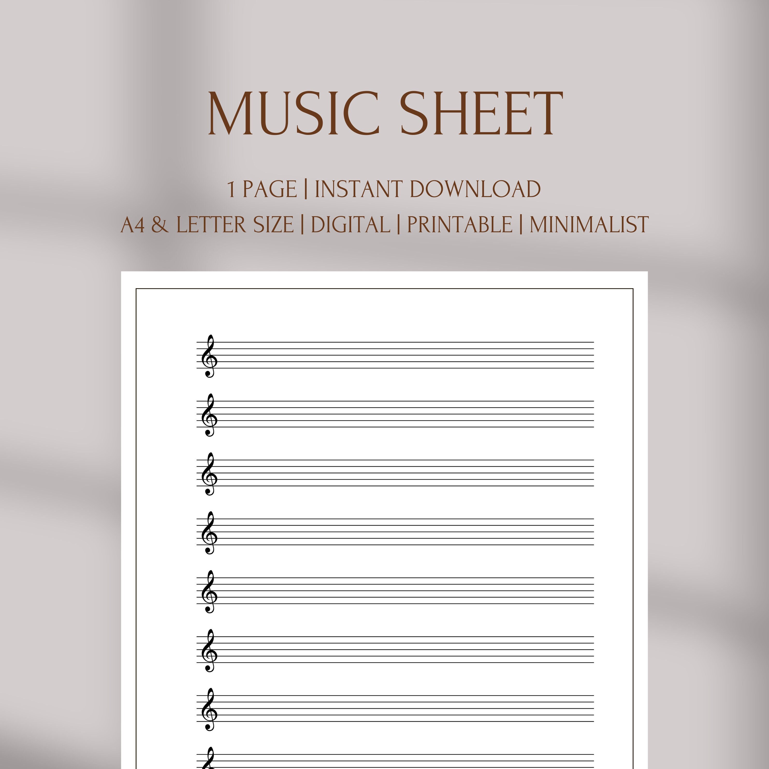 Blank Sheet Music Printable Music Paper Digital Instant - Etsy