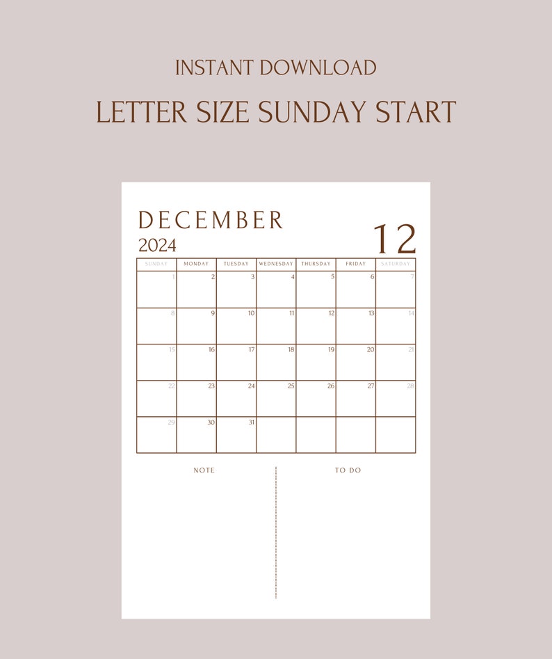 Digital December Calendar 2024, Printable Dec Planner, Dec Schedule ...