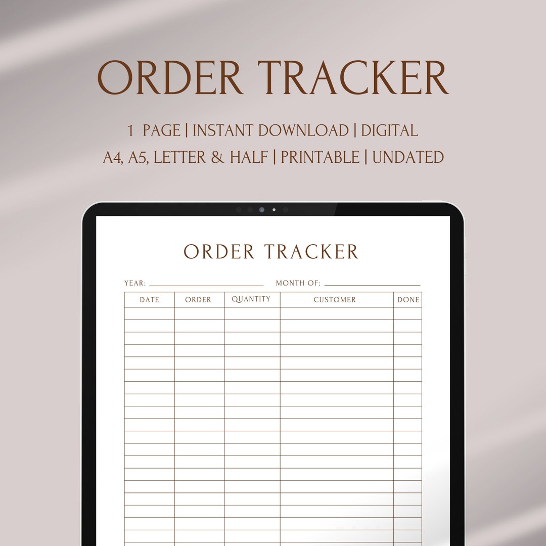 Order Tracker Printable Template Order Log Digital Planner Shopping List Items to Sell Client ...