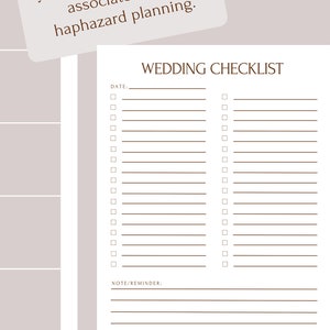 Wedding Checklist Printable Template, Digital Wedding Prep List ...