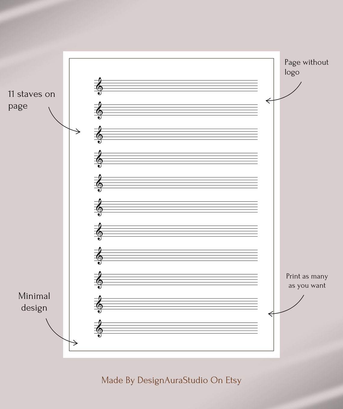 Blank Sheet Music Printable Music Paper Digital Instant - Etsy