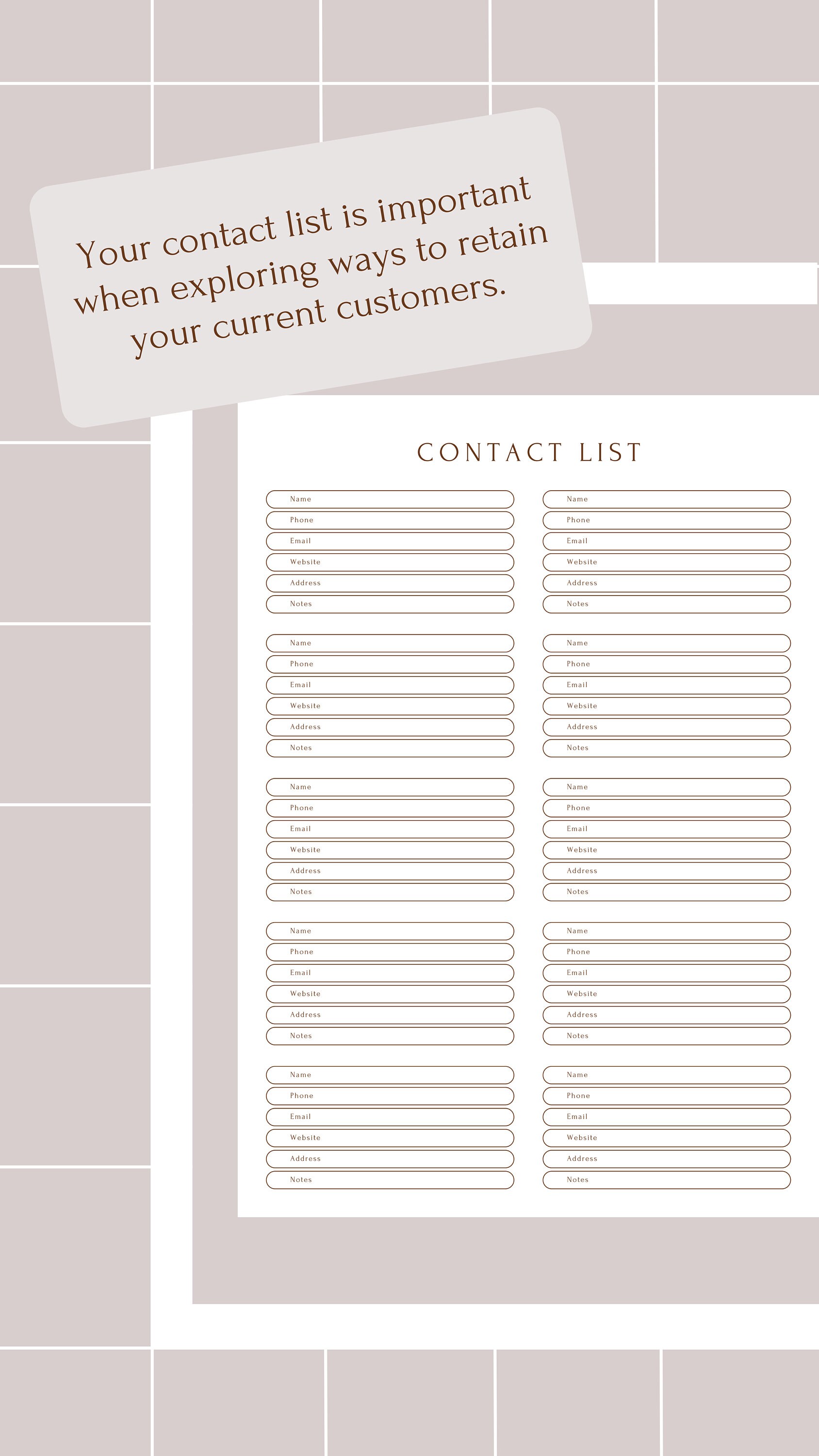 Contact List Printable Template Digital Contact List Address Book ...