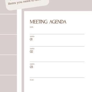 Minimal Meeting Agenda Business / Individual Note Taking Digital ...