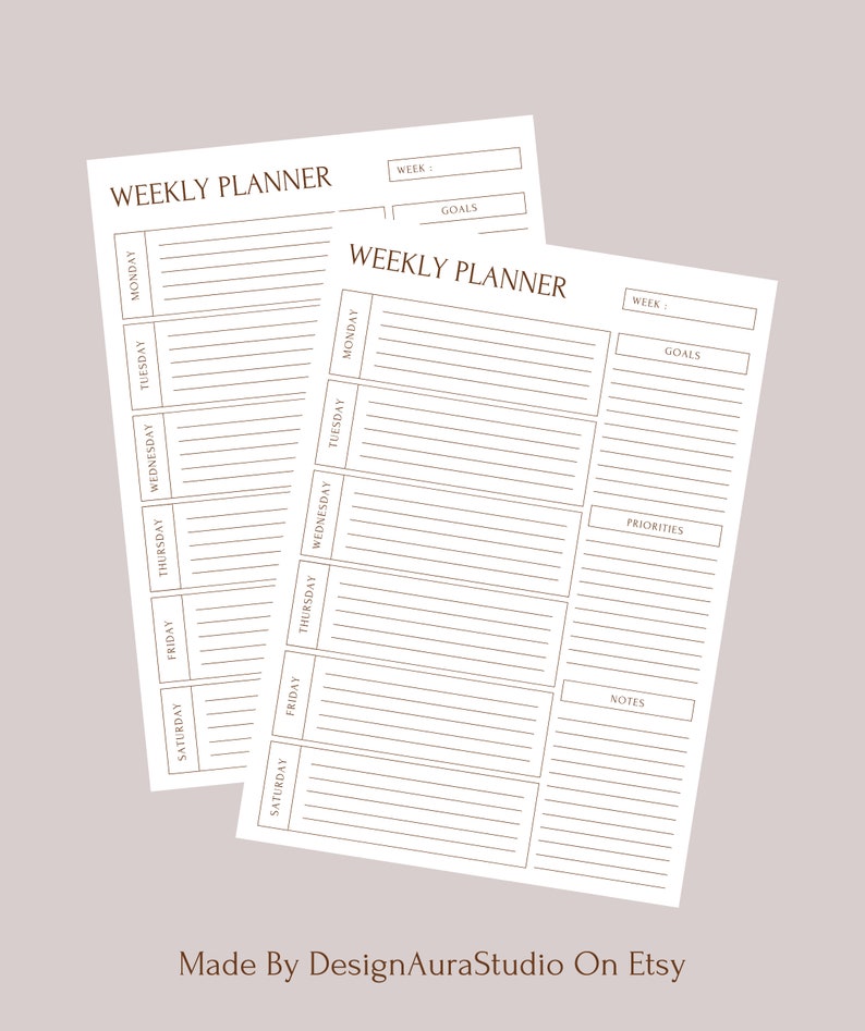 Weekly Planner Printable Landscape Weekly Schedule Digital - Etsy