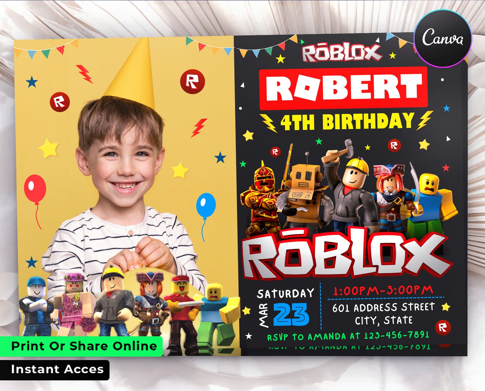 8+ Chalkboard Roblox Boys Birthday Invitation Templates  Download Hundreds  FREE PRINTABLE Birthday Invitation Templates Media