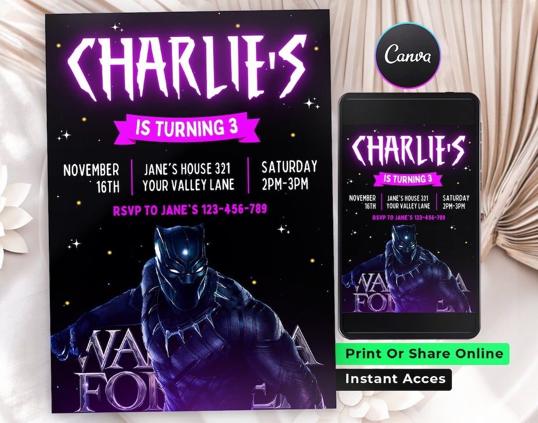 Editable Black Panther Birthday Invitation Printable - Etsy