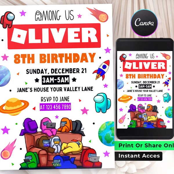 Digital Template Among Us Party - Etsy