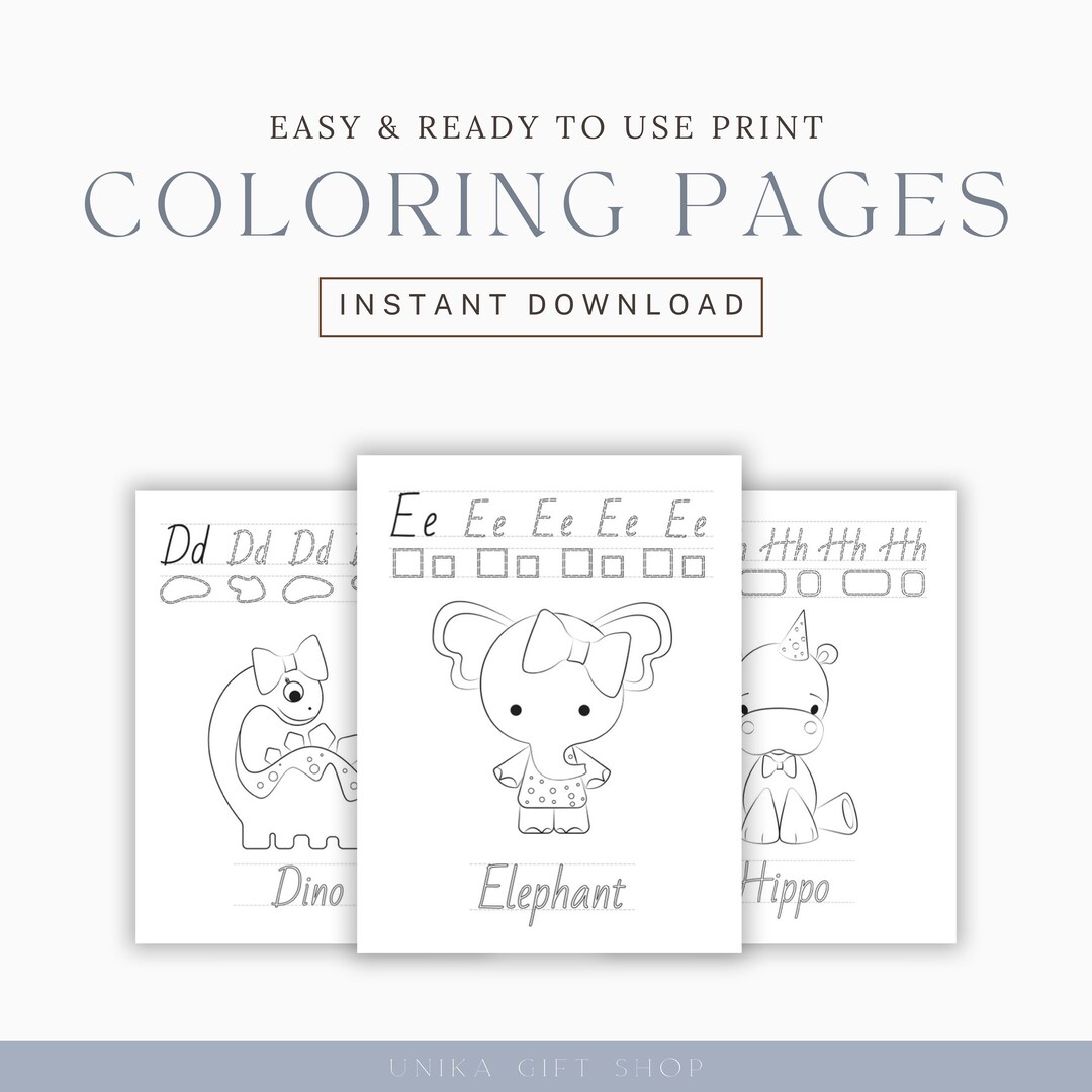 Personalized ABC Coloring Book: Instant Download Green Letter Tracing ...
