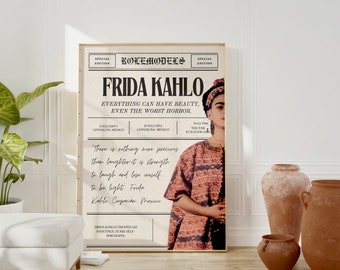 Frida Kahlo poster, role model poster with Fridas quotes, frida chavella