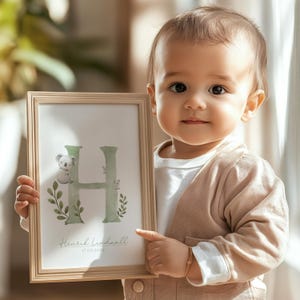 Arte personalizado con alfabeto de animales para guardería, decoración personalizada con acuarela para habitación de bebé, regalo único para bautizo