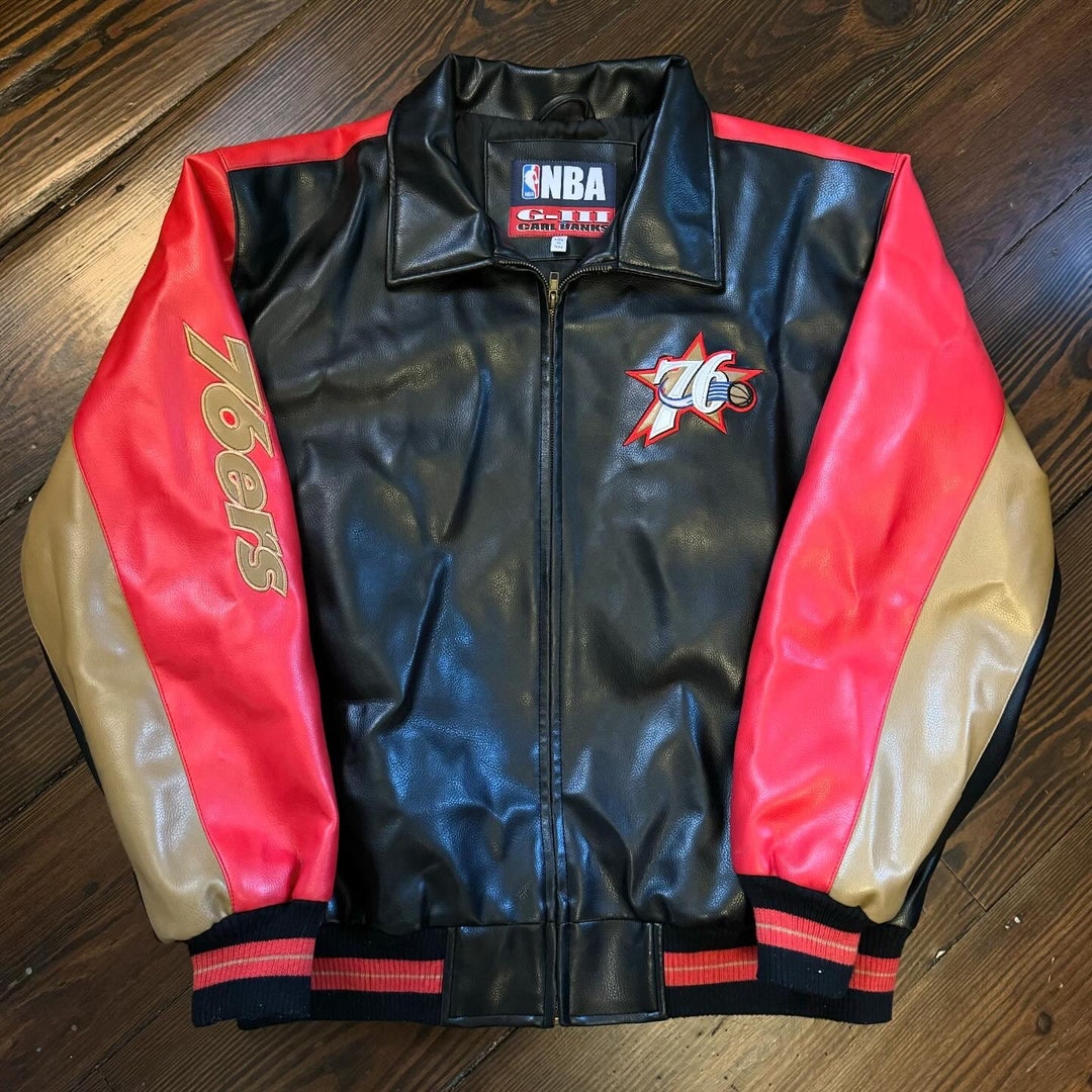 Vintage 90's Philadelphia 76ers Leather Jacket (size L) - Etsy Vintage 90's Philadelphia 76ers Leather Jacket (size L) - Etsy