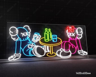 Kaws Neon Sign: Pop Art LED Light for Home Decor, Game Rooms, Anime-Inspired Decor