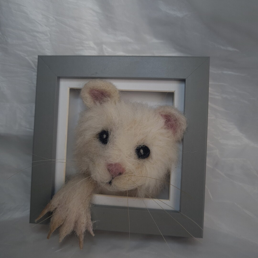 Needlefelted 3D Framed White Mouse in a Grey Box Frame - Etsy