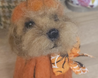 Needlefelted Pumpkin Patch Pet  replicas. Cockapoo