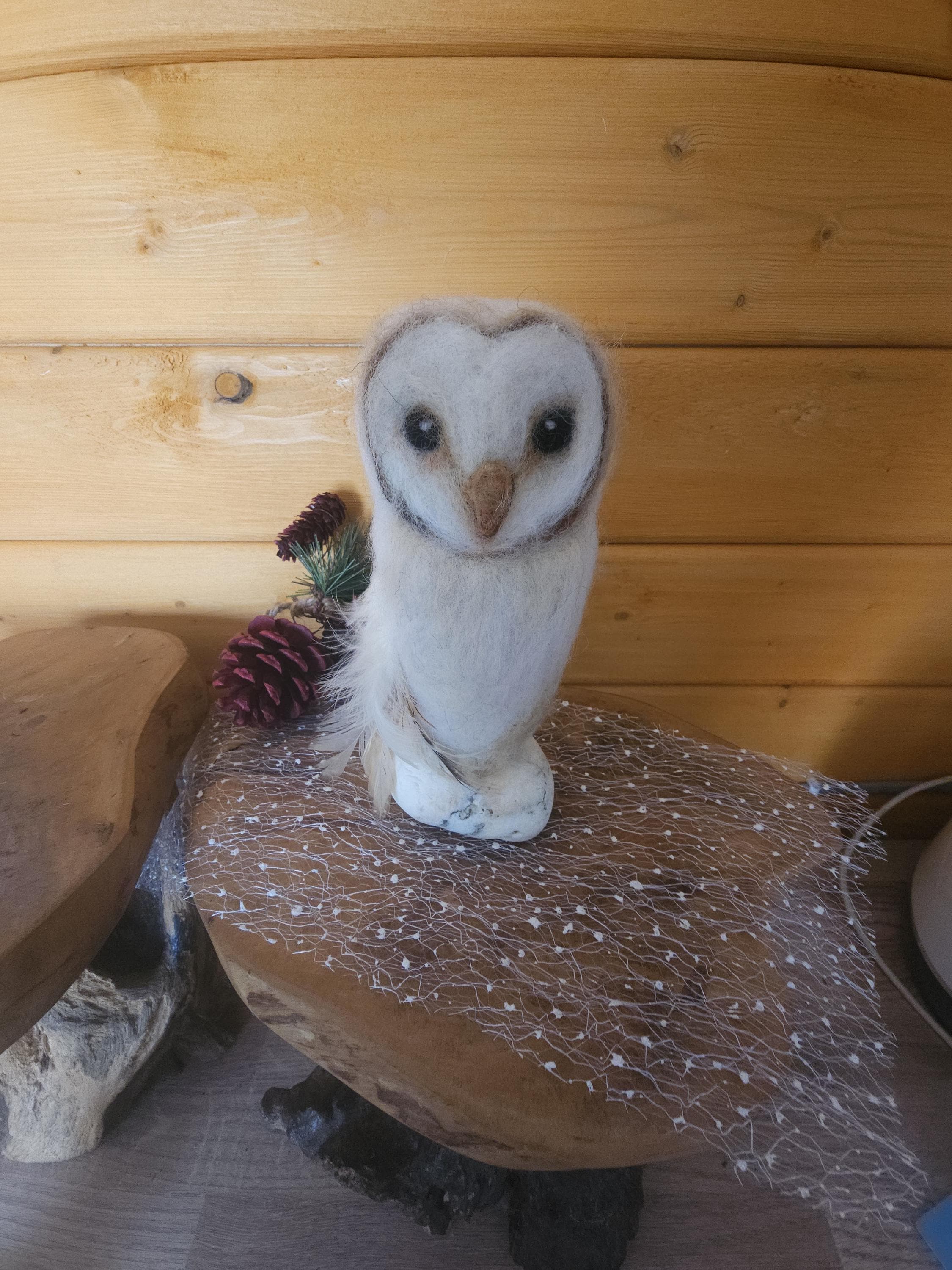 Needlefelted Winter White Snowy Owl