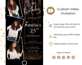 Personalized Photo Birthday Video Invitation: Digital Evite