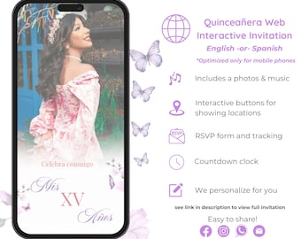 Pastel Quinceañera Web Invitation, RSVP Tracking