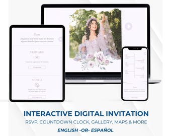 Lilac Quinceañera Digital Invitation: Bilingual Web Invite with RSVP