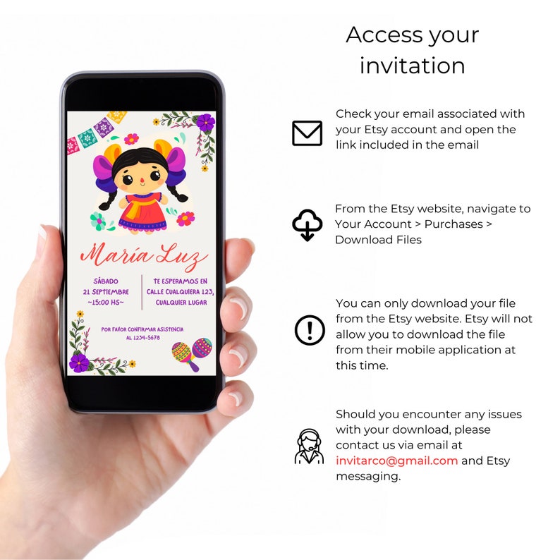 Latin American Birthday Invitation, Spanish Princess Invitation