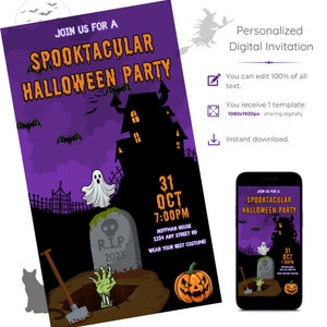 Editable Halloween Party Invitation, Haunted House Invite