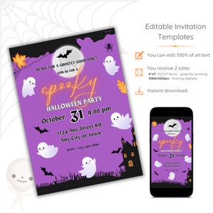 Halloween Party Einladungsvorlage, bearbeitbare Haunted House Invite