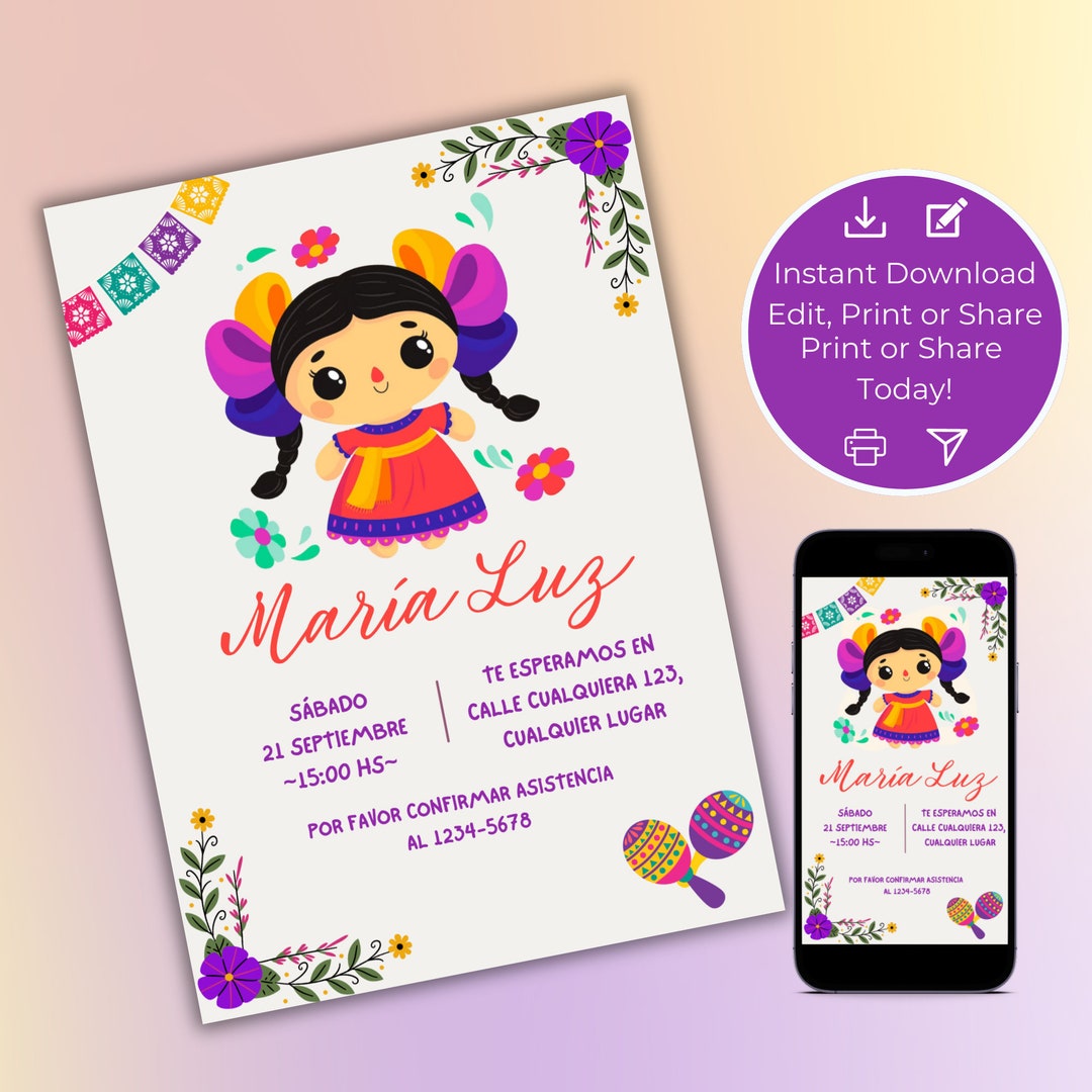 Latin American Birthday Invitation, Spanish Princess Invitation