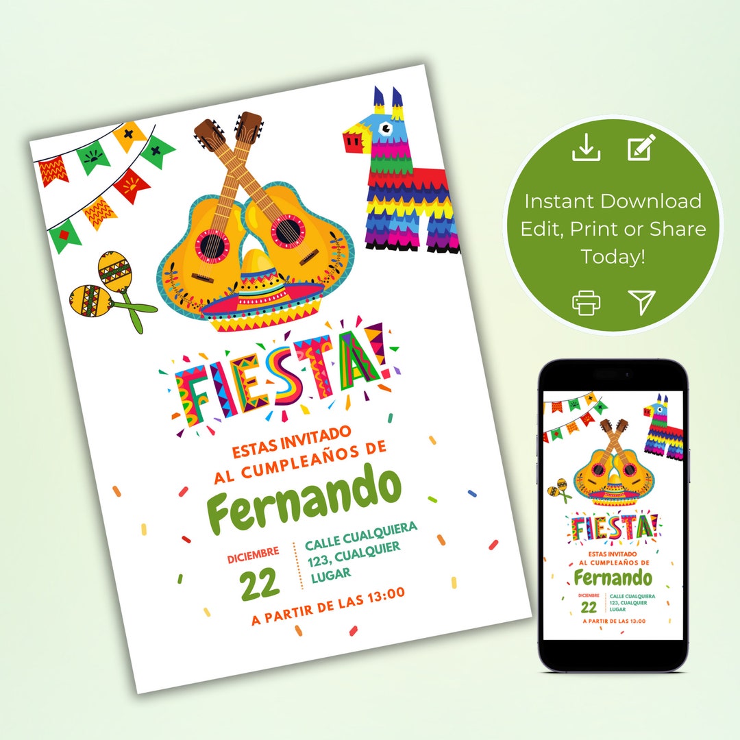 Mexican Fiesta Invitation Template, Mexican Themed Birthday Party Mexican Fiesta Invitation Template, Mexican Themed Birthday Party