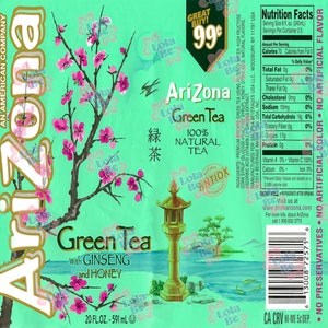 Arizona Green Tea PNG Image, 20 oz Skinny Tumbler Wrap, Print, Sublimation, PNG Download