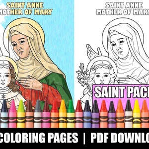 12 pagine da colorare cattoliche di santi - pacchetto n. 7 / formato lettera per la creatività dei bambini / pagine da colorare stampabili / santi cattolici