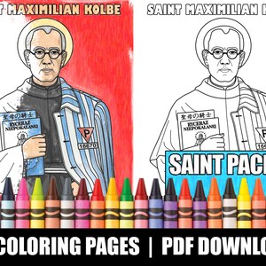 12 pagine da colorare cattoliche di santi - pacchetto n. 3 / formato lettera per la creatività dei bambini / pagine da colorare stampabili / santi cattolici